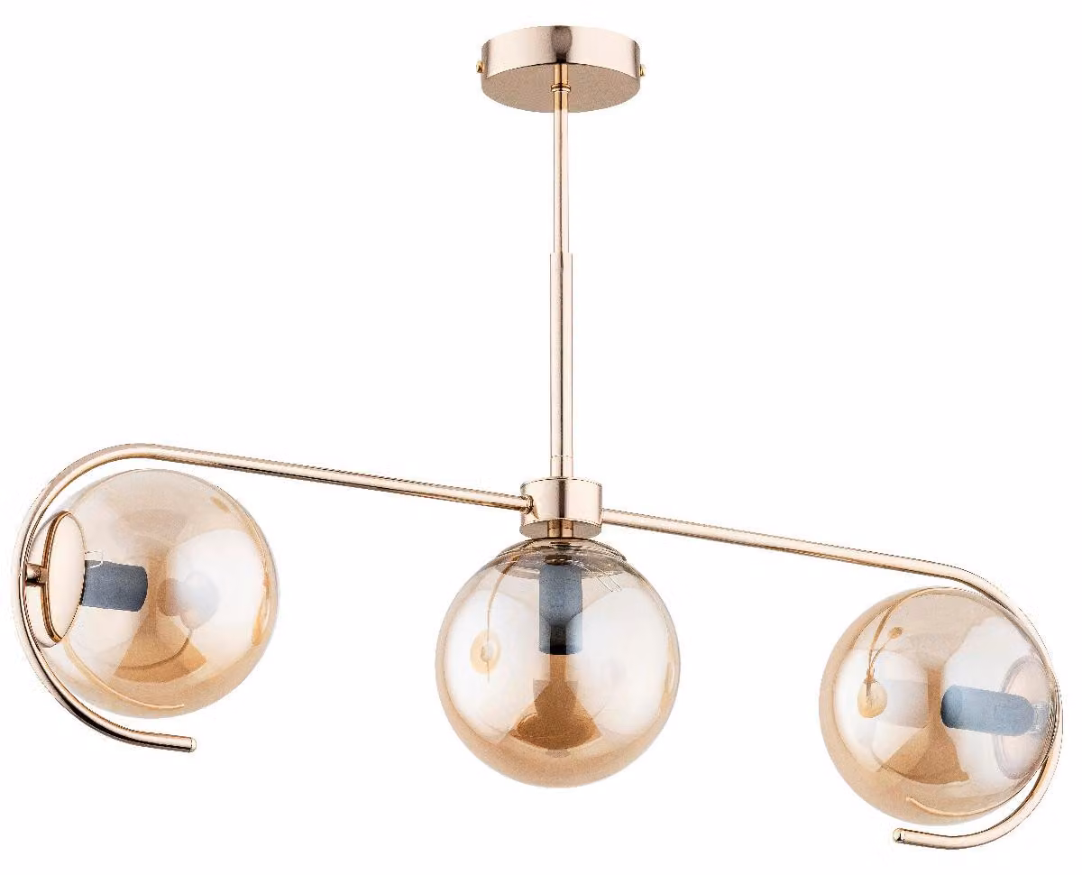 Lampada a sospensione ASTANA oro-ambra 3xE14x10W in vetro, dimensioni: 47x72x15 cm, IP20, Alfa