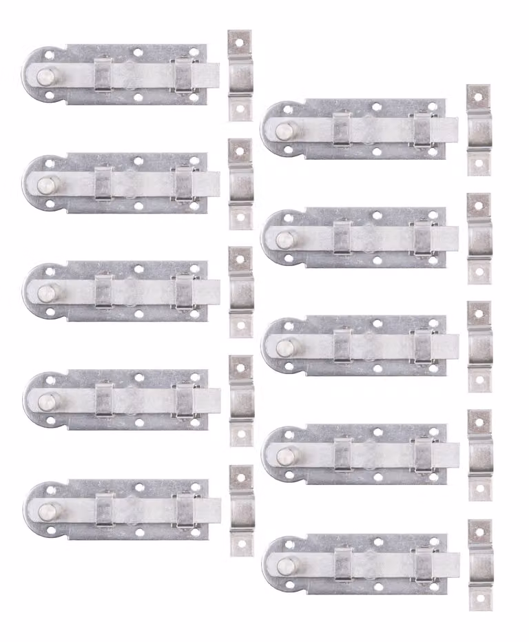 Alberts 840433 Scrocco per finestra, diritto, con occhiello fisso, acciaio inox, piastra 80 x 26 mm, set da 10