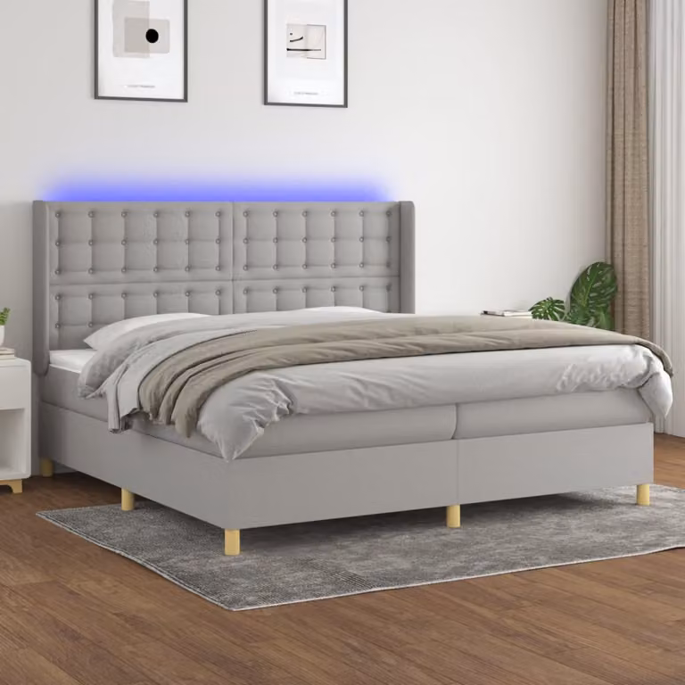 Letto Ibrido con Materasso e Illuminazione LED vidaXL Grigio Chiaro e Bianco L/P/H: 200 x 200 x 30 cm