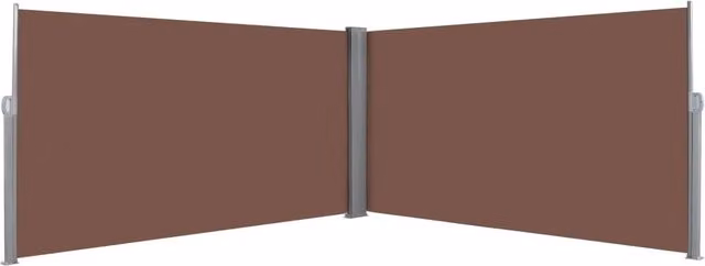 Tenda da sole laterale retrattile con motore e schermo privacy per patio e giardino, marrone, L: 600 cm, H: 160 cm