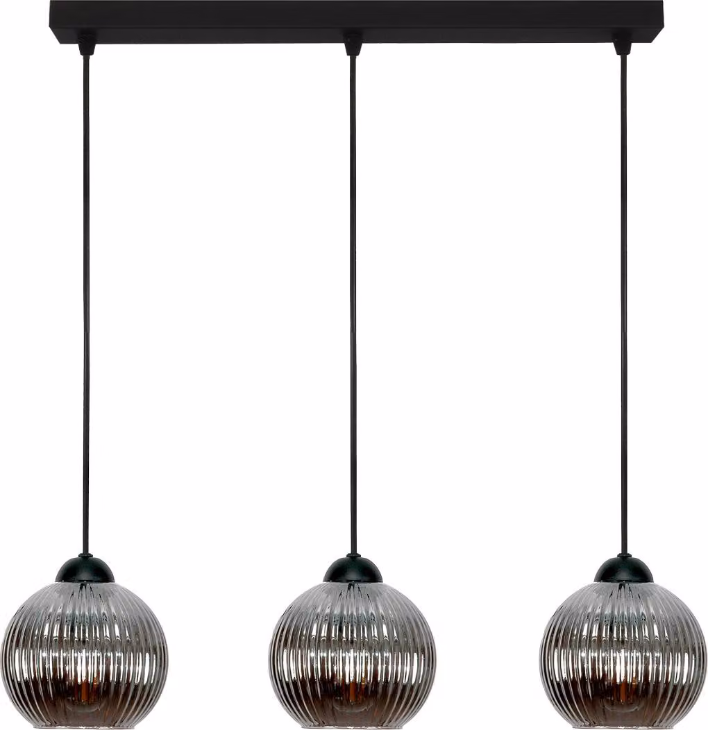 Lampadario A Sospensione Nero, Paralume In Vetro Di Grafite Sfera 15-054