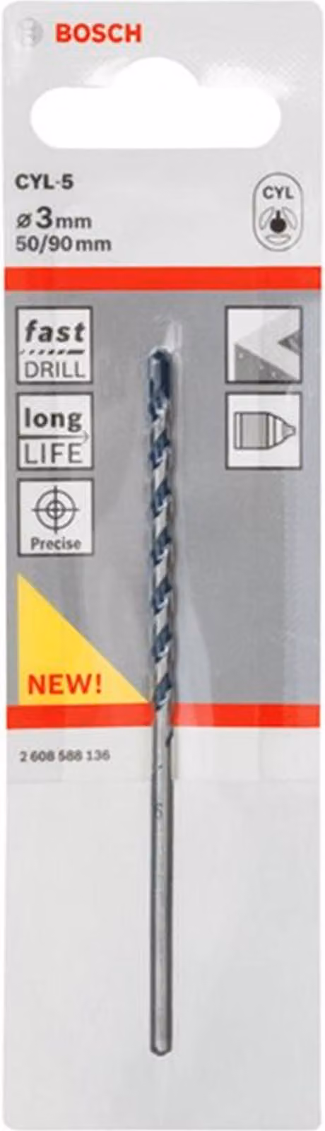 Punta per calcestruzzo CYL-5, Granito blu, 3 x 50 x 90 mm