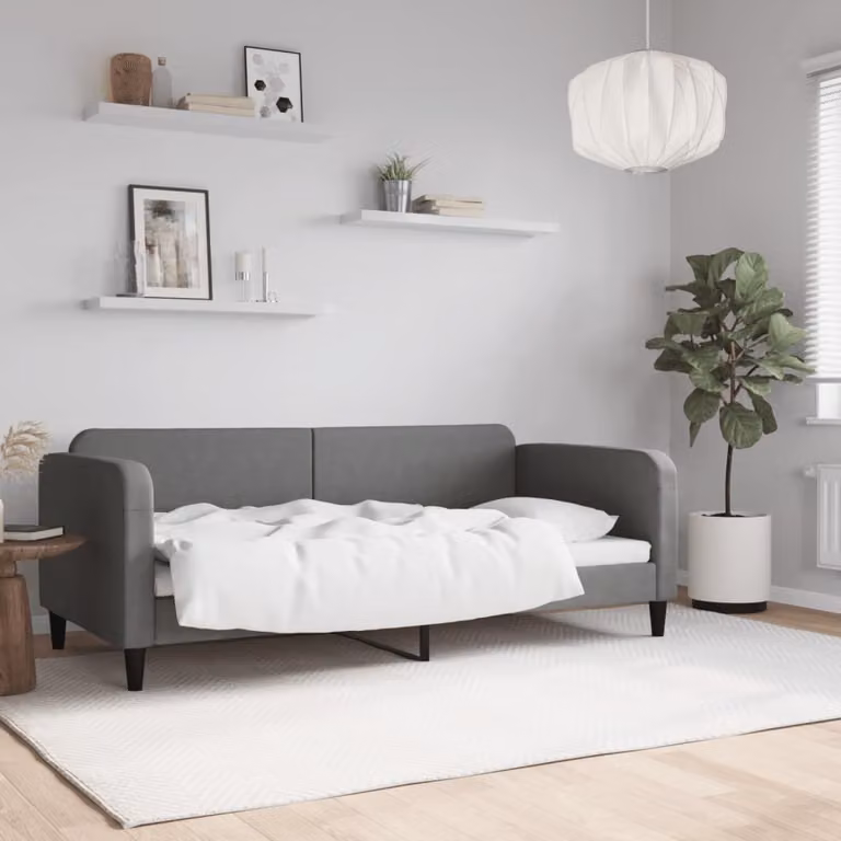 Maison Exclusive - Letto a giorno, colore grigio scuro, 90x190 cm, tessuto