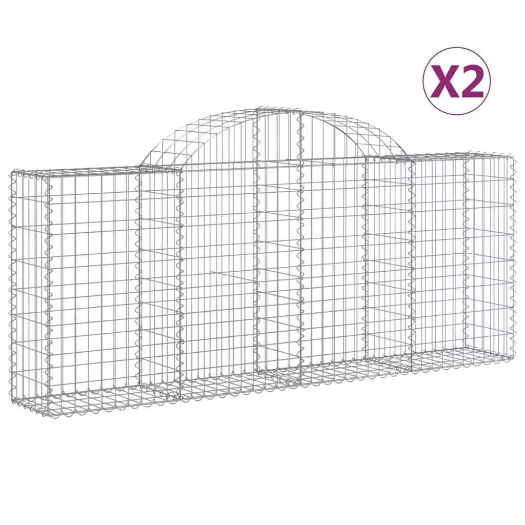 Cesti Gabbioni ad Arco 2 pz 200x30x80/100 cm Ferro Zincato