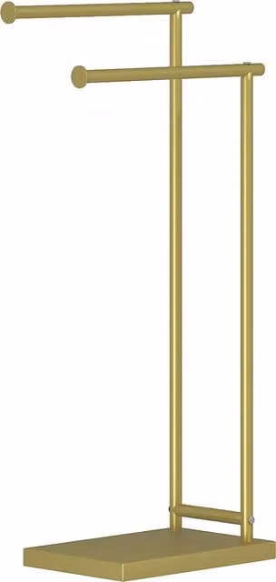 Portasciugamani da Bagno Moderno a Forma di L HOMCOM con 2 Barre in Metallo, Oro, L/P/H: 35,5 x 20 x 78 cm – 1