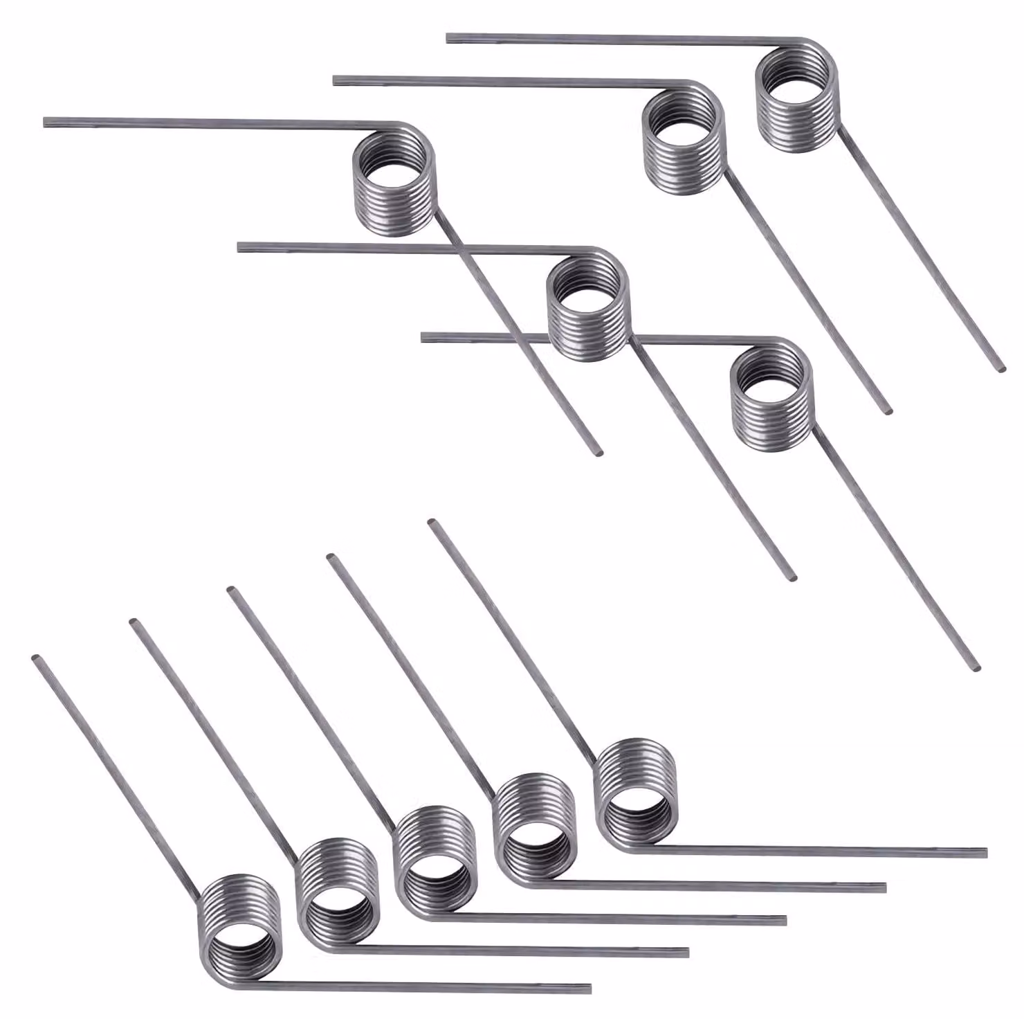 Molle a torsione, confezione da 10, acciaio inossidabile, 0,7 mm, 5 mm, 9 spire