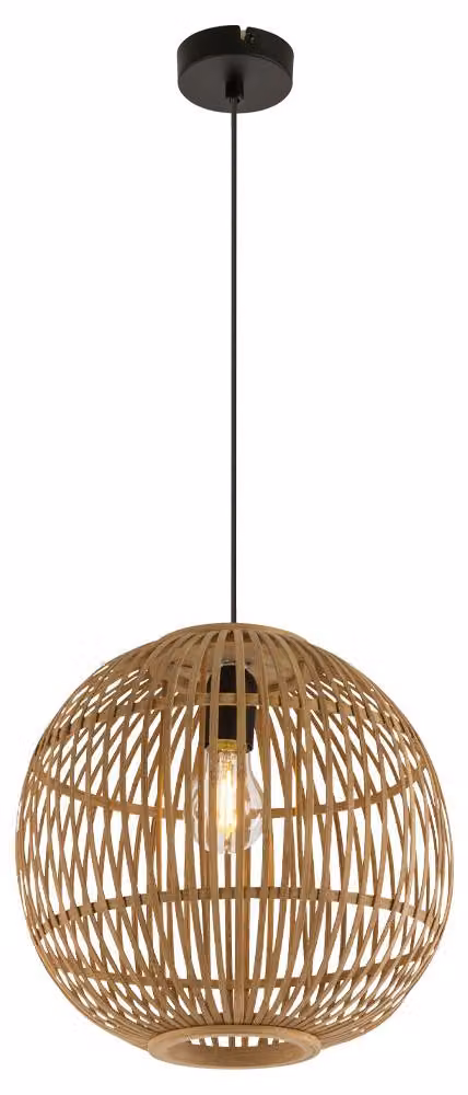 Lampada a sospensione, intrecciata in bambù, a forma di sfera, diametro 30 cm