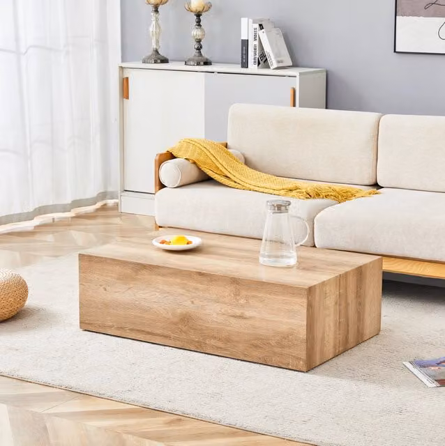 Tavolino da salotto ULEVR 90x50x30 cm in MDF effetto legno, struttura monoblocco con piedini antiscivolo