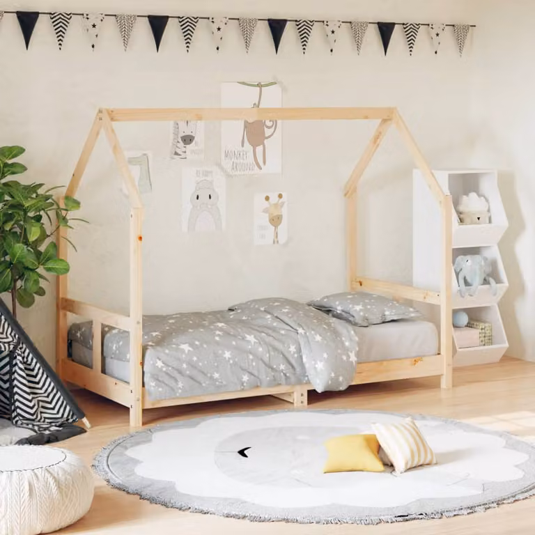 vidaXL Giroletto per Bambini in Legno Massello di Pino Rustico L: 160 cm, P: 80 cm, H: 85,5 cm