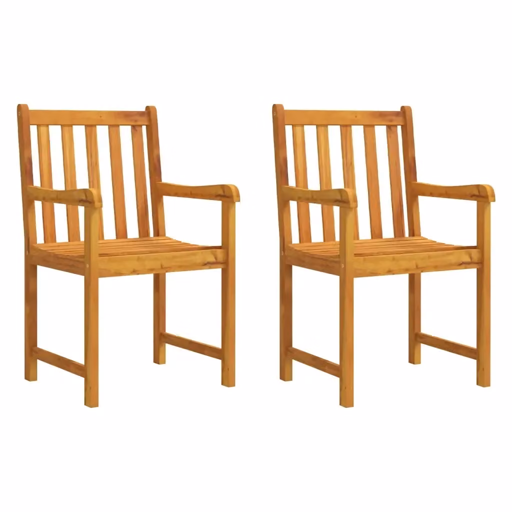Set di 2 sedie da giardino vidaXL in legno di acacia oliato marrone con braccioli – 2
