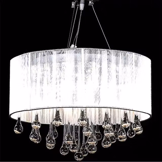 Lampadario da soffitto vidaXL in metallo e cristallo bianco e argento con 85 cristalli e attacco E14