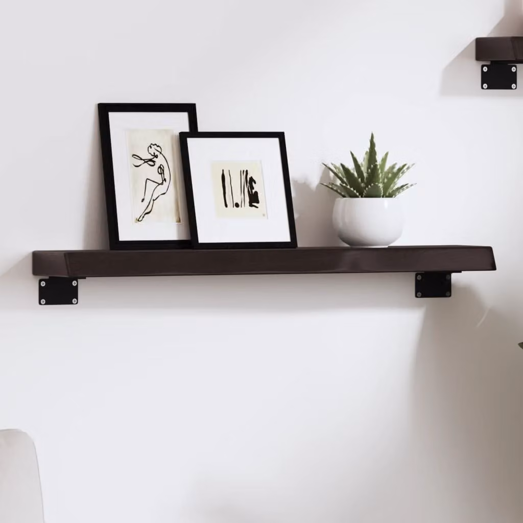 Ripiano da muro vidaXL in rovere massello marrone scuro L 60 cm x P 10 cm x H 4 cm