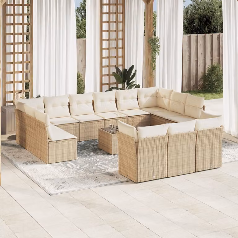 Maison Exclusive - Set Divani da Giardino 14pz con Cuscini in Polyrattan Beige