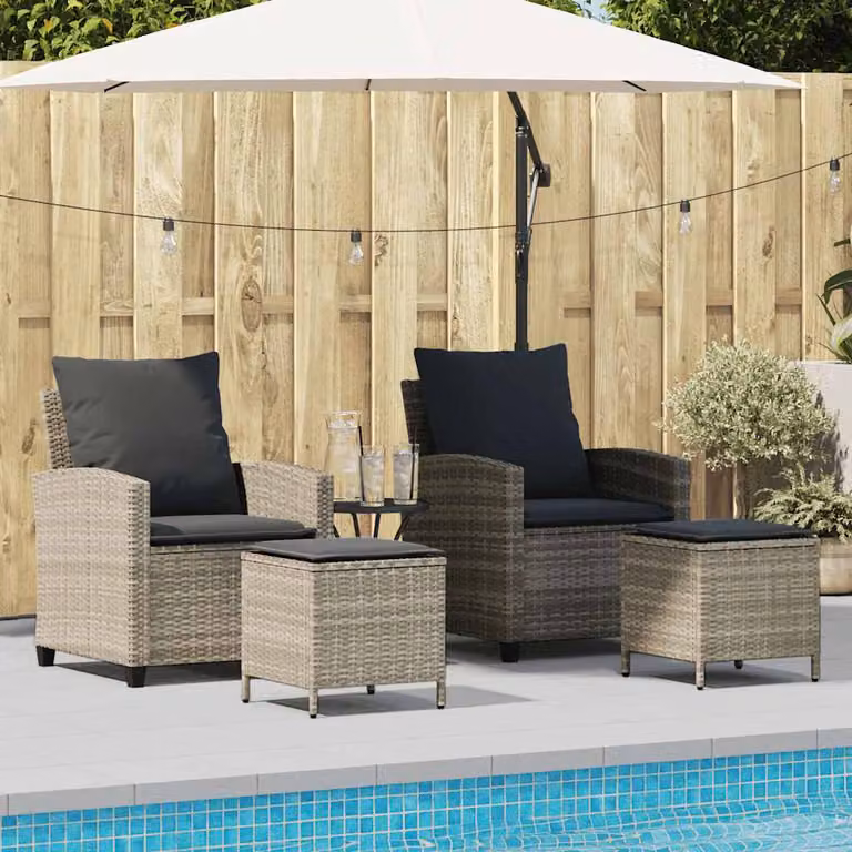 Set Divano da Giardino vidaXL 4 Pezzi con Cuscini Grigio Moderno in Polyrattan e Metallo