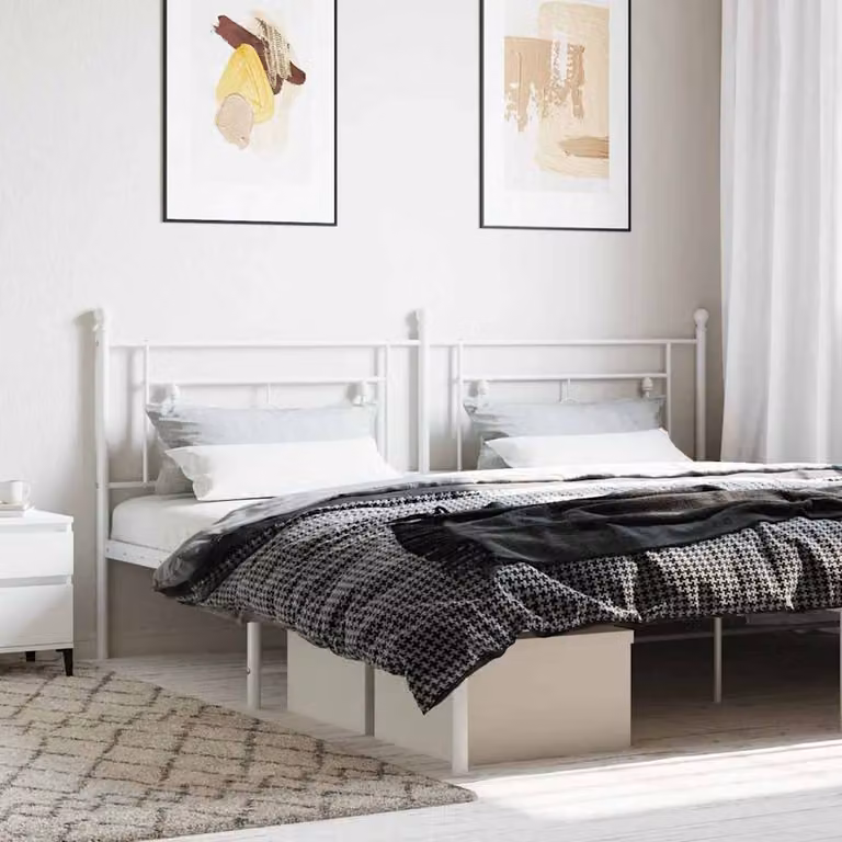 Testiera di ricambio vidaXL in metallo bianco laccato per camera da letto, L: 200 cm