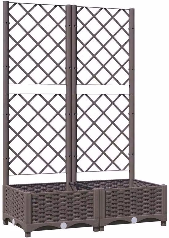 Vaso da giardino in legno con coperchio 80x40x121,5 cm, PP marrone, per balconi e terrazze