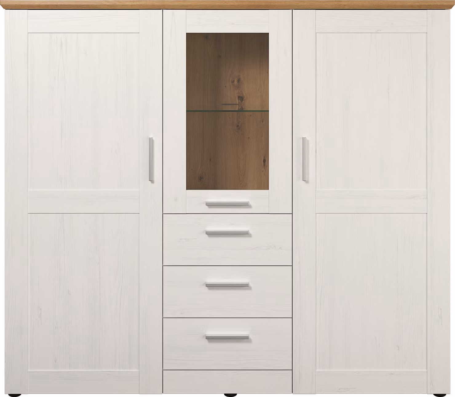 Calicosy - Vetrina a 3 ante di cui una con vetro temperato, 3 cassetti L159 cm - Shade