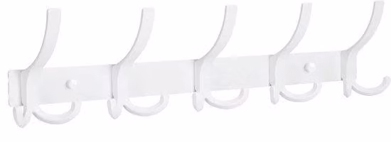Appendiabiti a 1 ripiano con 15 ganci, supporto da parete per camera da letto, bagno, cucina; appendiabiti per giacche, cappotti, borse, cappelli e sciarpe (bianco)
