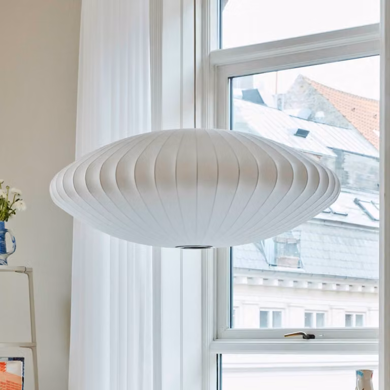 HAY Lampada a sospensione Nelson Saucer Bubble, dimmerabile, Bianco / Opale, Soggiorno / Sala da pranzo, Plastica, Design, Lampada a sospensione