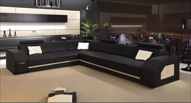 Ledersofa Couch Wohnlandschaft Ecksofa Eck Garnitur Design Modern Sofa C4011B