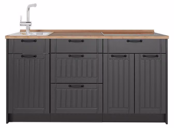 Cucine componibili piccole Vicco Fame-Line Grigio scuro/Antracite 150 cm, PL Rovere, Model 65380