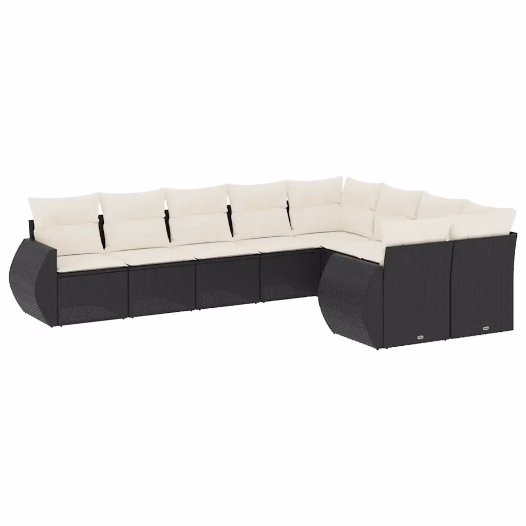 Set di divani da giardino vidaXL a forma di L in polyrattan nero con cuscini inclusi – 2