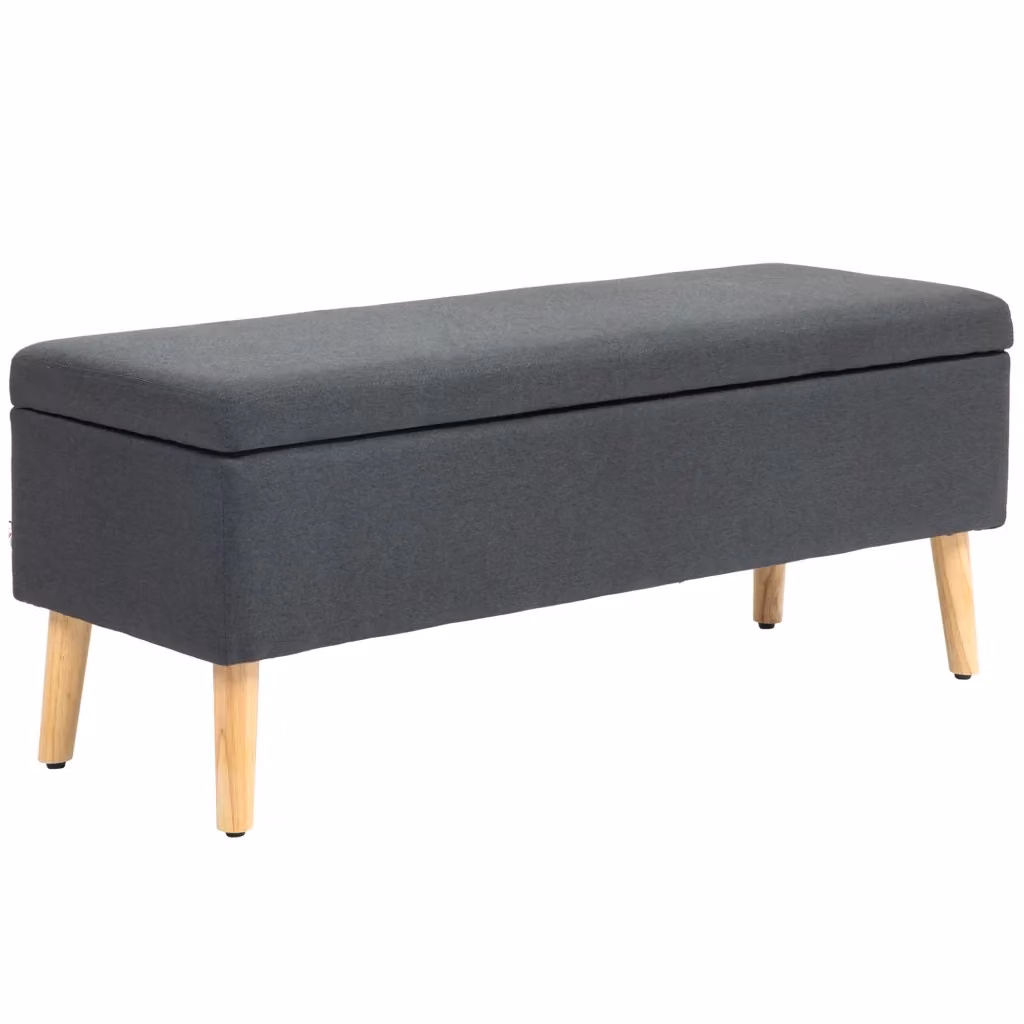 Letto imbottito con contenitore Minimal in tessuto grigio scuro L: 110 cm, P: 39 cm, H: 45 cm – 2