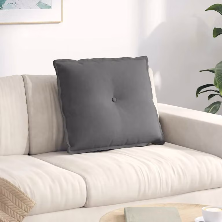 vidaXL Cuscino per Schiena Grigio con Rivestimento Rimovibile L: 60 cm, P: 50 cm, H: 19 cm