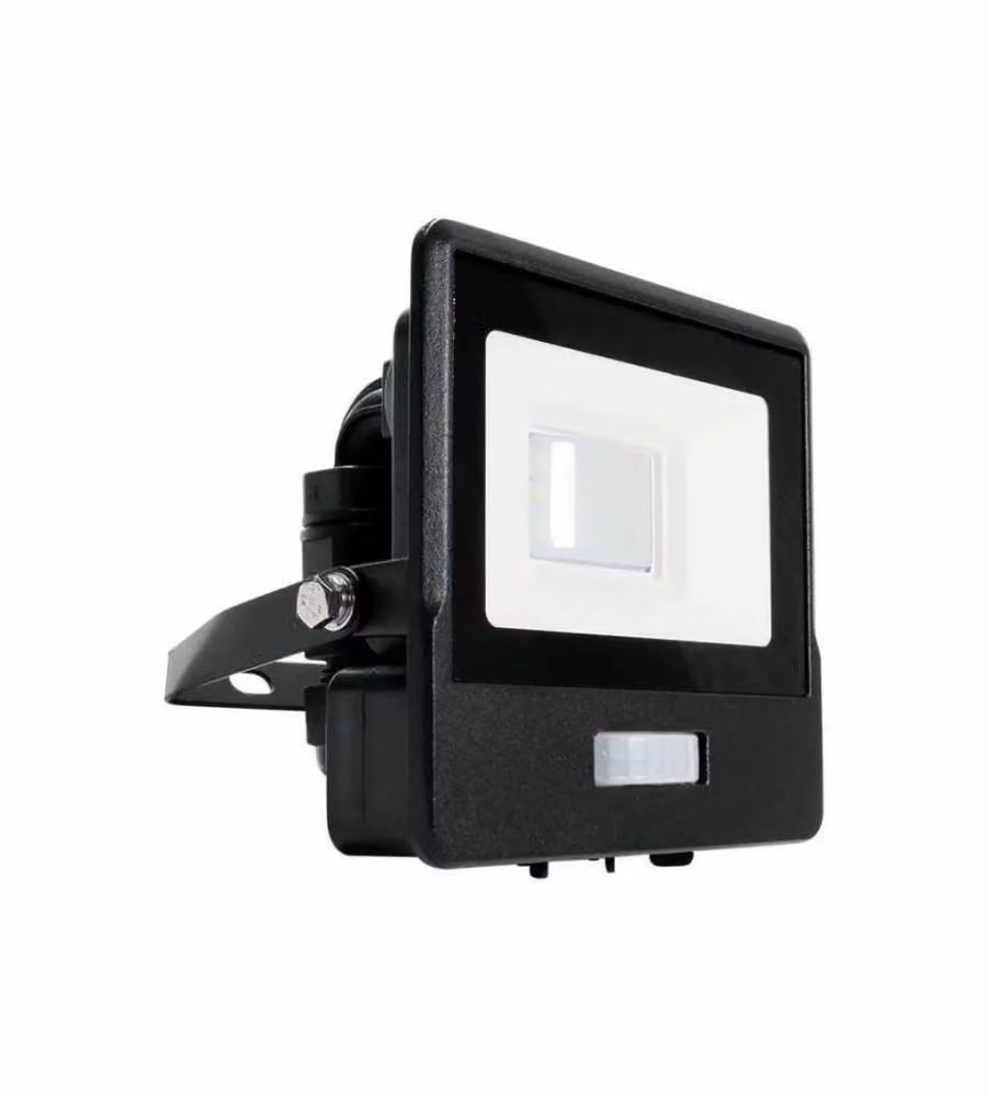 Faro LED Chip Samsung 10W con Sensore PIR Colore Nero 3000K IP65