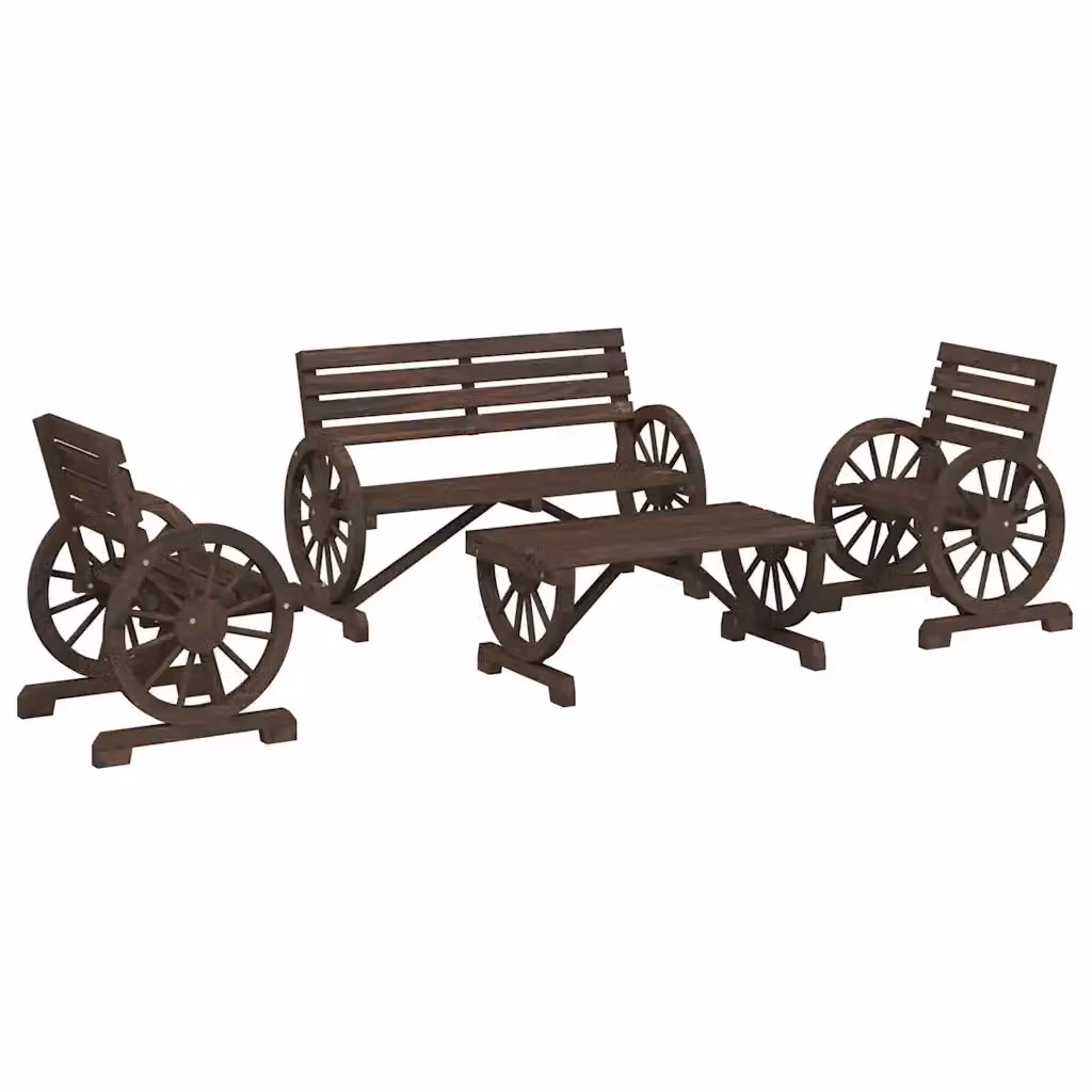 Set Salotto da Giardino vidaXL in Legno di Abete Marrone con Poltrone e Tavolino da Caffè – 2