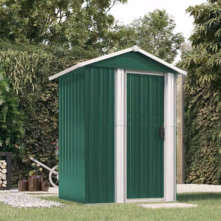 Capanno da Giardino vidaXL in Acciaio Zincato Verde L: 126 cm, P: 97,5 cm, H: 177 cm