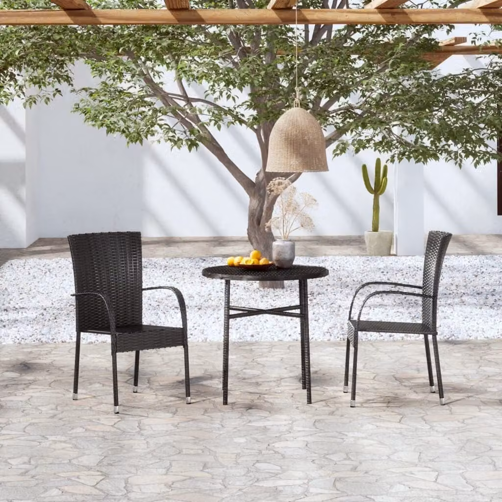Maison Exclusive - Set da pranzo da giardino a 3 pezzi in rattan sintetico nero