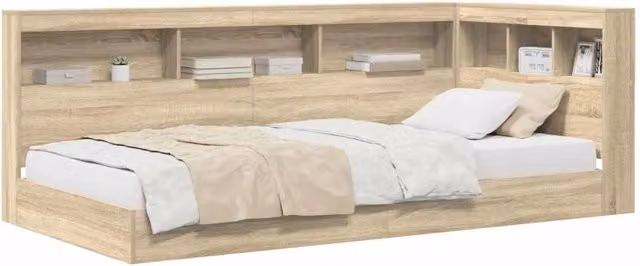 Letto singolo | Letto per adulti | Letto Libreria Rovere Sonoma 75 x 190 cm Legno multistrato