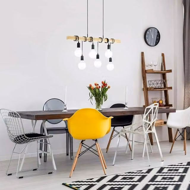 Lampadario a sospensione Eglo Townshend in legno e metallo marrone stile industriale