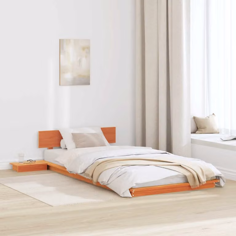 Struttura del letto moderna vidaXL in legno di pino marrone L: 200 cm, P: 80 cm