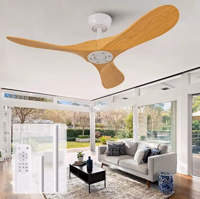 Ventilatore da soffitto MODFU con telecomando e timer, 3 pale in plastica, bianco