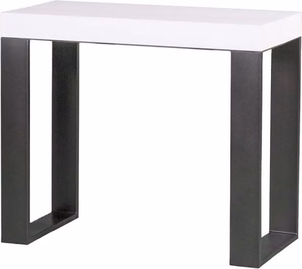 Consolle allungabile Itamoby in stile industrial con telaio in metallo antracite e piano bianco frassino L/P: 90 x 40/300 cm