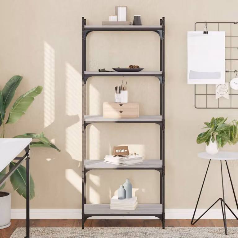 Libreria con 5 Ripiani vidaXL in Stile Industrial, Grigio, L 60 cm x P 30 cm x H 154 cm