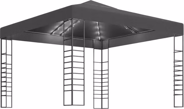 Gazebo | Pergolato da Giardino con Luci LED a Stringa 3x3 m Antracite