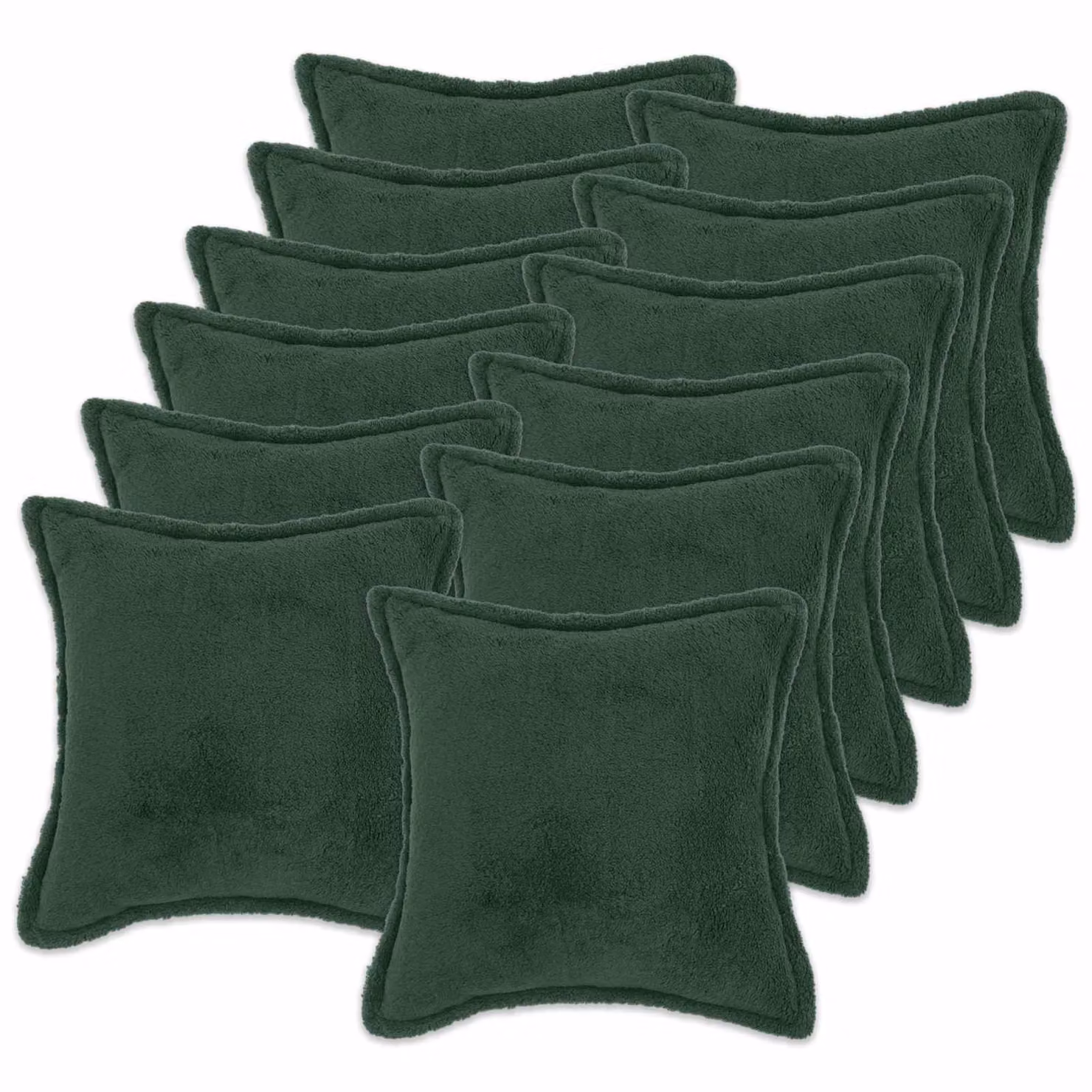 Set di 12 federe quadrate vidaXL HOUTEN in tessuto bouclé verde scuro, L/P: 50 x 50 cm