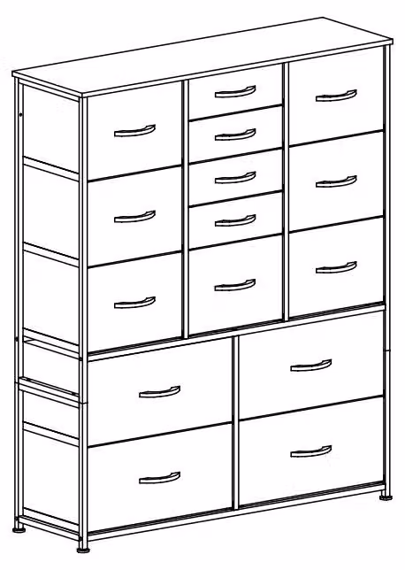 Comodino con cassetti, mobiletto laterale, versatile, capiente, colore grigio, realizzato in pannelli di legno (MDF/compensato), struttura in metallo robusta, resistente.
