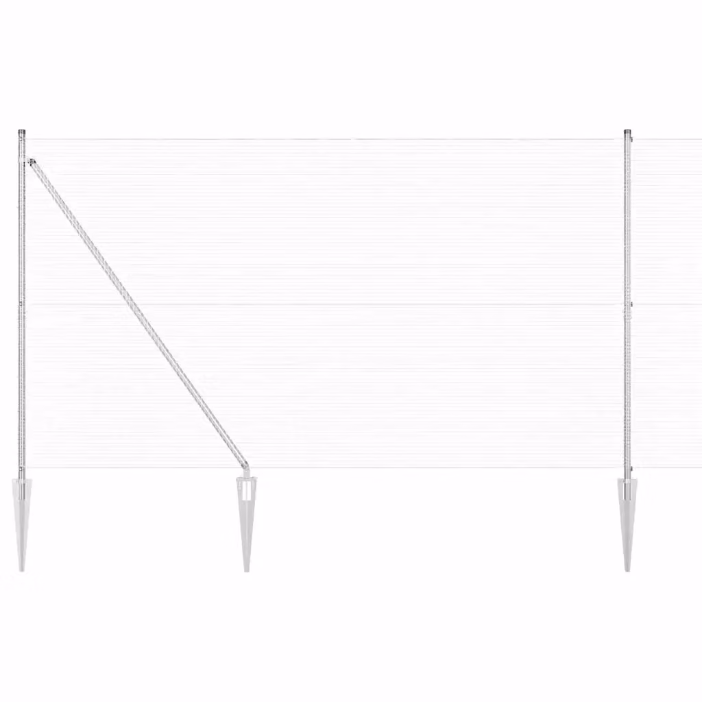 Recinzione in rete saldata con punte vidaXL in acciaio zincato argento, L: 25 m, H: 1,5 m – 2