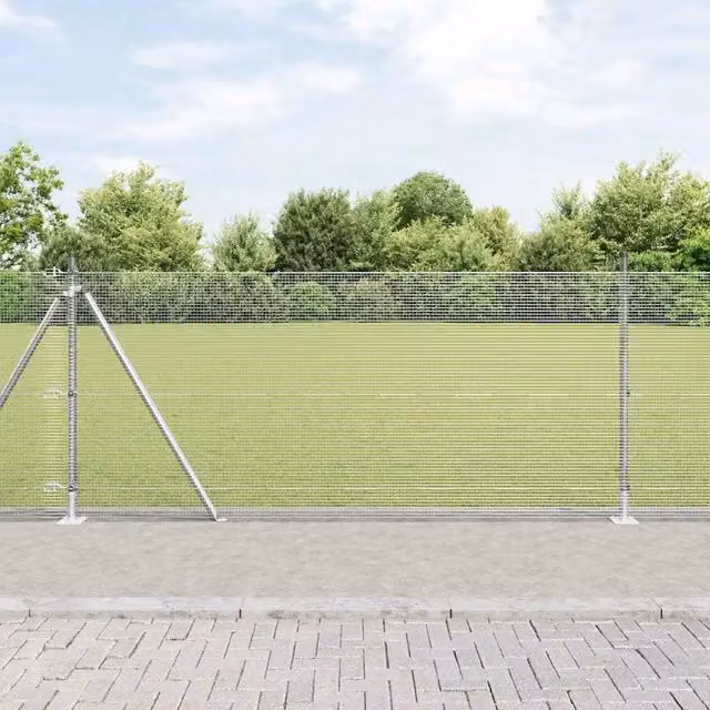 Recinzione in acciaio zincato con base in cemento vidaXL grigio argento L: 50 m, H: 0,8 m