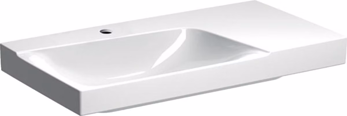 Geberit Xeno 2 lavabo, surface de pose à droite, avec trou pour robinetterie, sans trop-plein, 90x48 cm blanc avec KeraTect, 500533011, 500.533.01.1, 500.533.01.1
