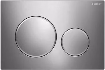 Placca di comando Geberit Sigma 20 con doppio tasto in finitura cromo lucido e cromo satinato