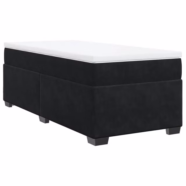 Letto singolo | Letto per adulti | Giroletto a Molle con Materasso Nero 90x190 cm in Velluto