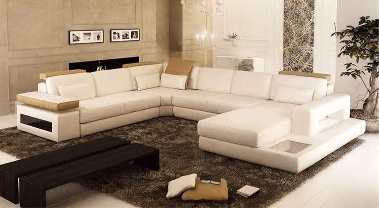 Wohnlandschaft Ecksofa Leder EckSofa U-Form Sofa Couch Polster
