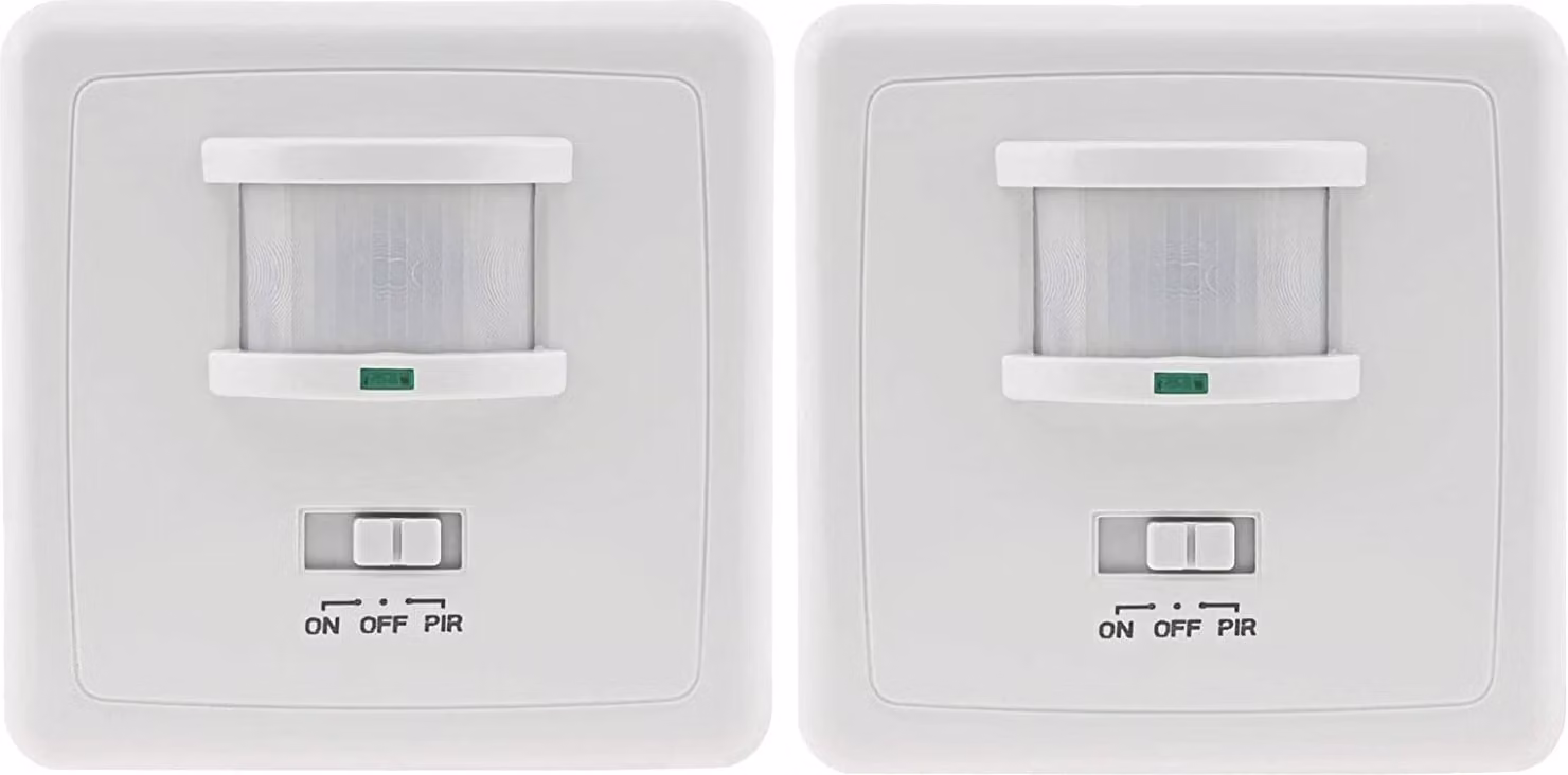 Rilevatore di movimento ChiliTec Rilevamento a 160° Installazione a incasso Portata 9m LED adatto Sensore a infrarossi a 3 fili Installazione a incasso I commutazione in parallelo I bianco, 2 pezzi
