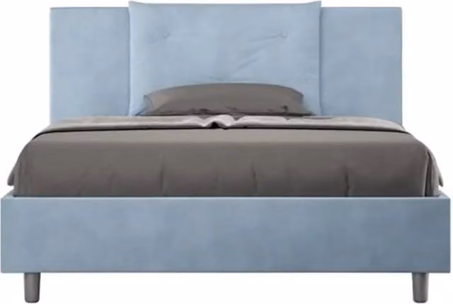Letto matrimoniale francese con contenitore imbottito Ityhome Appia in microfibra azzurro L: 155 cm, P: 222 cm, H: 110 cm