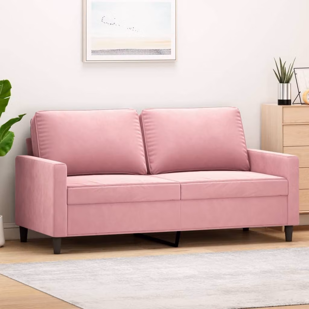 vidaXL Divano a 2 Posti Rosa 140 cm in Velluto